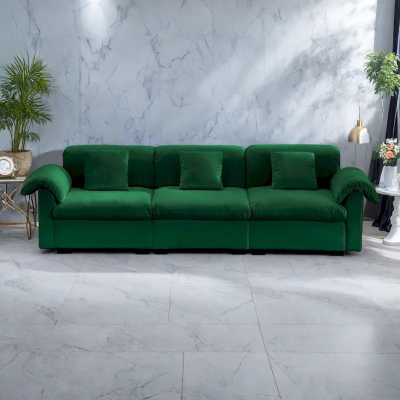 Velvet 4-Seater Sofa with Storage