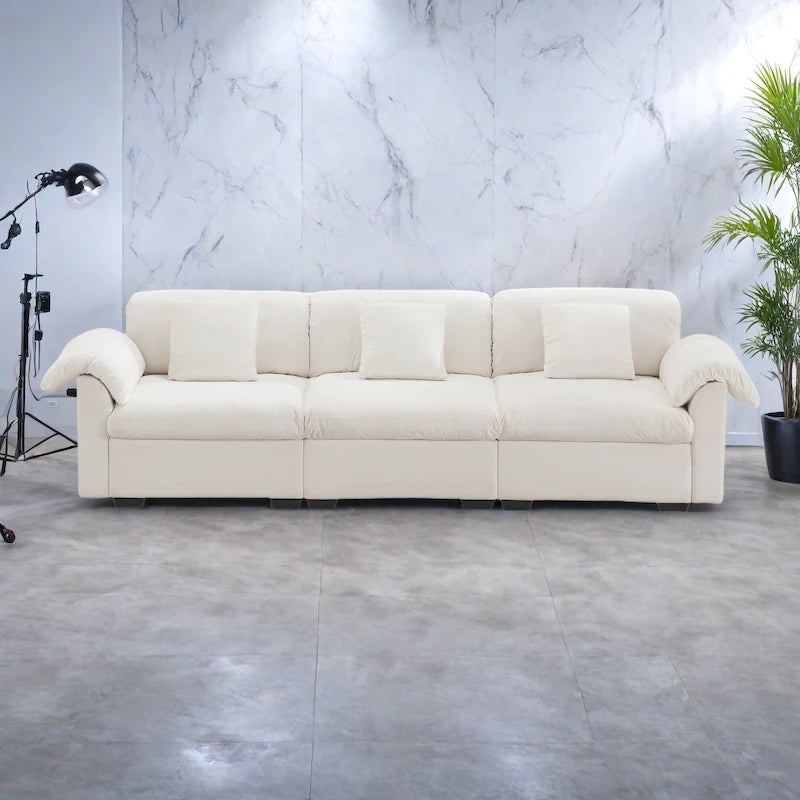 Velvet 4-Seater Sofa with Storage