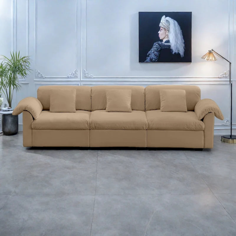 Velvet 4-Seater Sofa with Storage