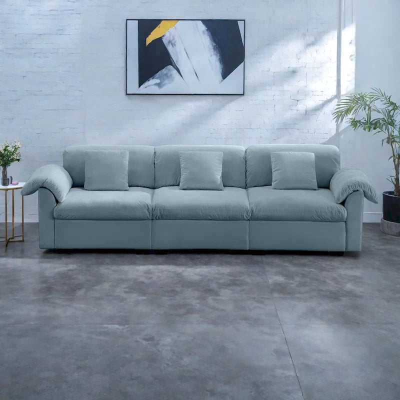 Velvet 4-Seater Sofa with Storage