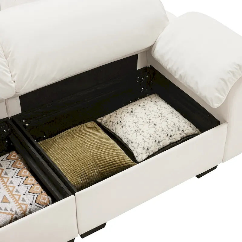 Velvet 4-Seater Sofa with Storage