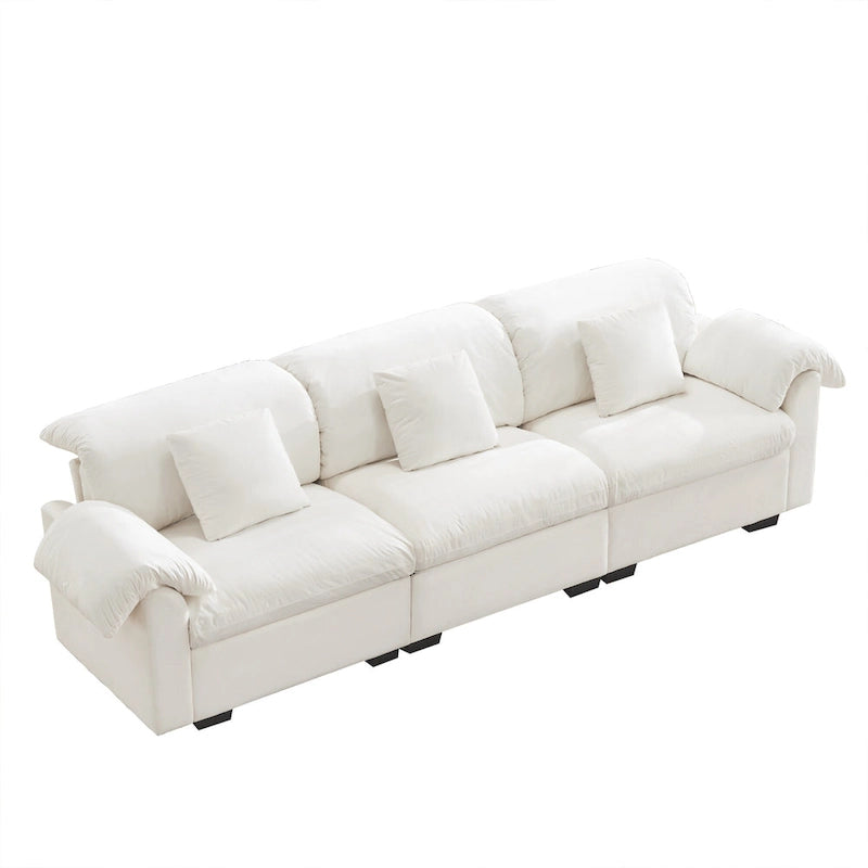Velvet 4-Seater Sofa with Storage