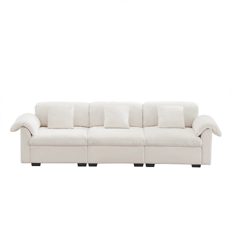 Velvet 4-Seater Sofa with Storage