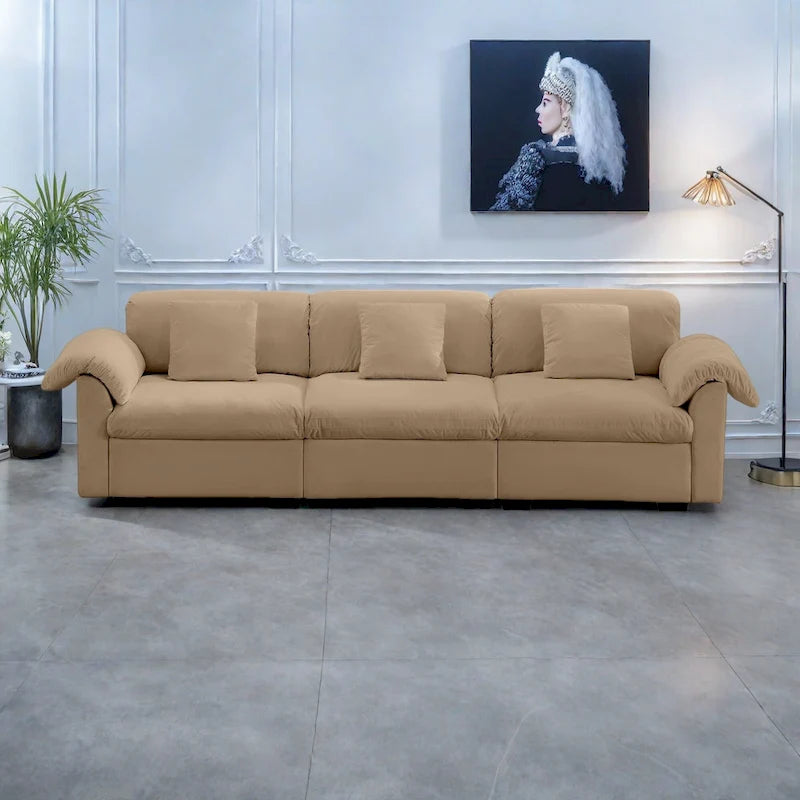 Velvet 4-Seater Sofa with Storage