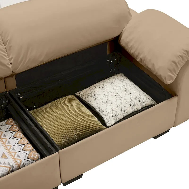 Velvet 4-Seater Sofa with Storage