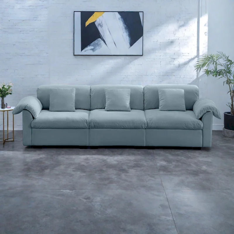 Velvet 4-Seater Sofa with Storage