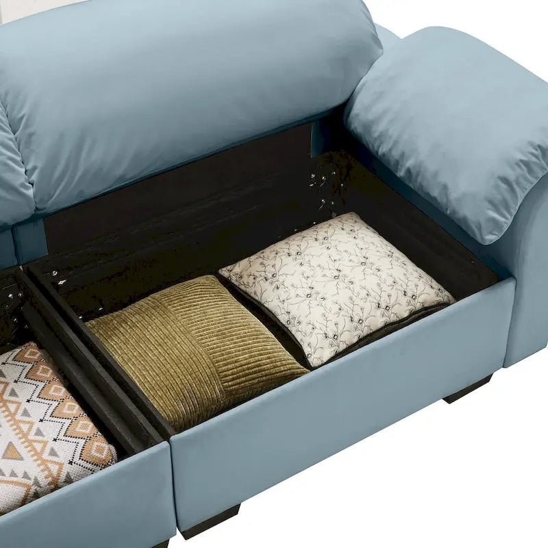 Velvet 4-Seater Sofa with Storage