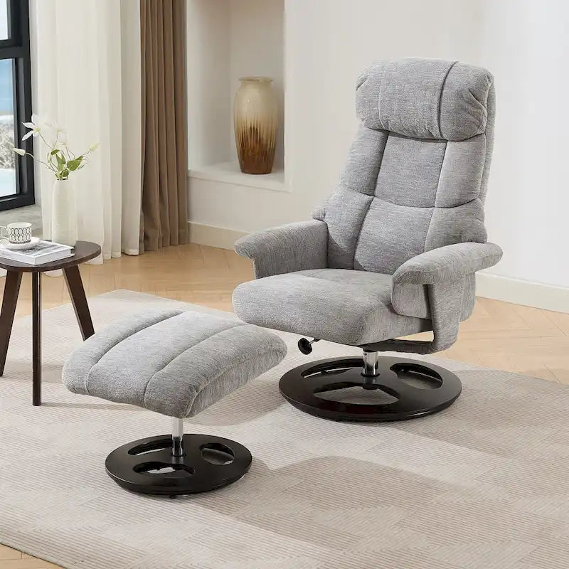 Heated Massage Swivel Recliner Chair with Ottoman, Adjustable Backrest and Remote