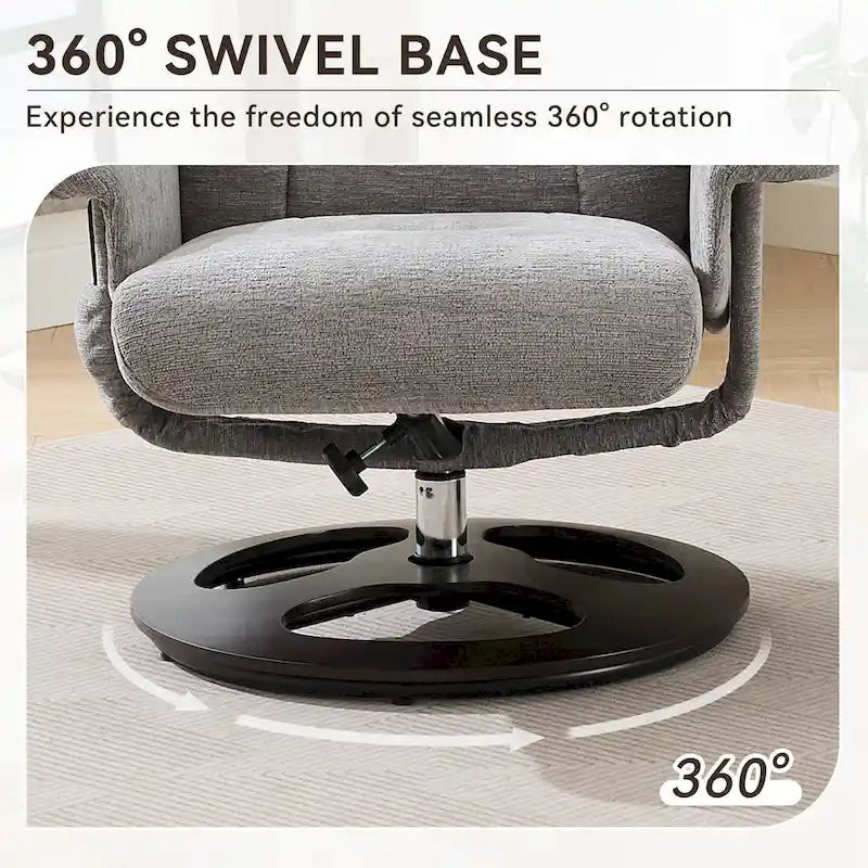 Heated Massage Swivel Recliner Chair with Ottoman, Adjustable Backrest and Remote
