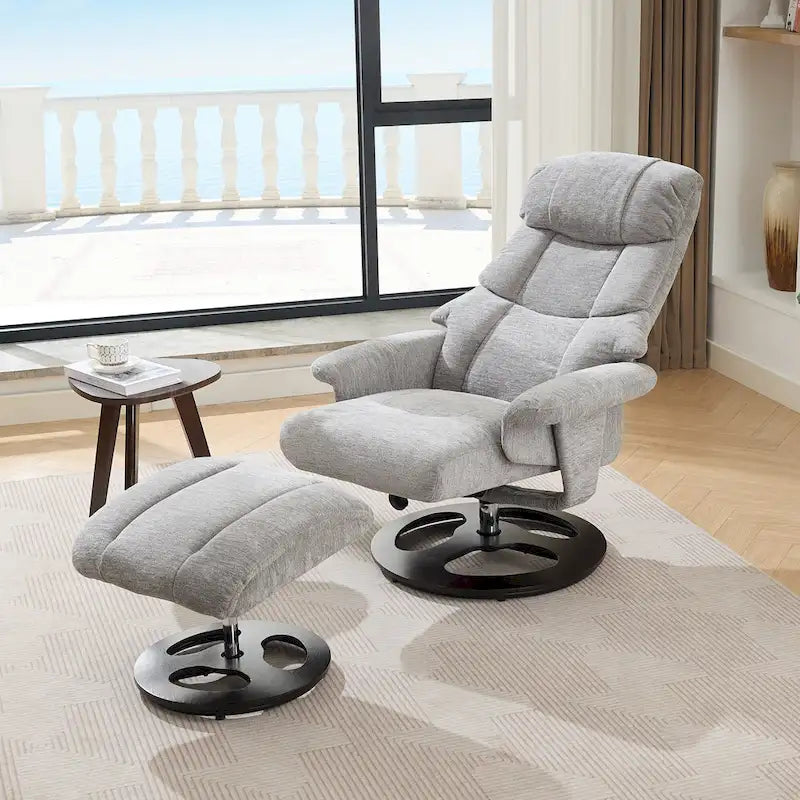 Heated Massage Swivel Recliner Chair with Ottoman, Adjustable Backrest and Remote