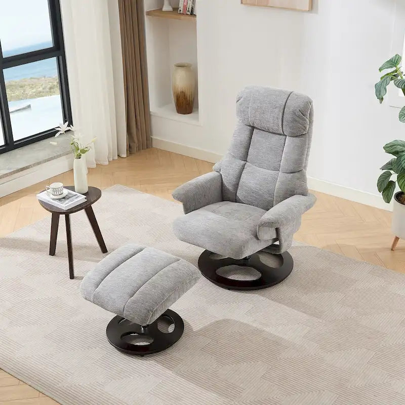 Heated Massage Swivel Recliner Chair with Ottoman, Adjustable Backrest and Remote