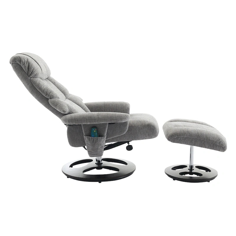 Heated Massage Swivel Recliner Chair with Ottoman, Adjustable Backrest and Remote