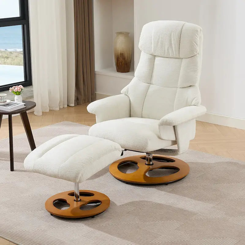 Heated Massage Swivel Recliner Chair with Ottoman, Adjustable Backrest and Remote