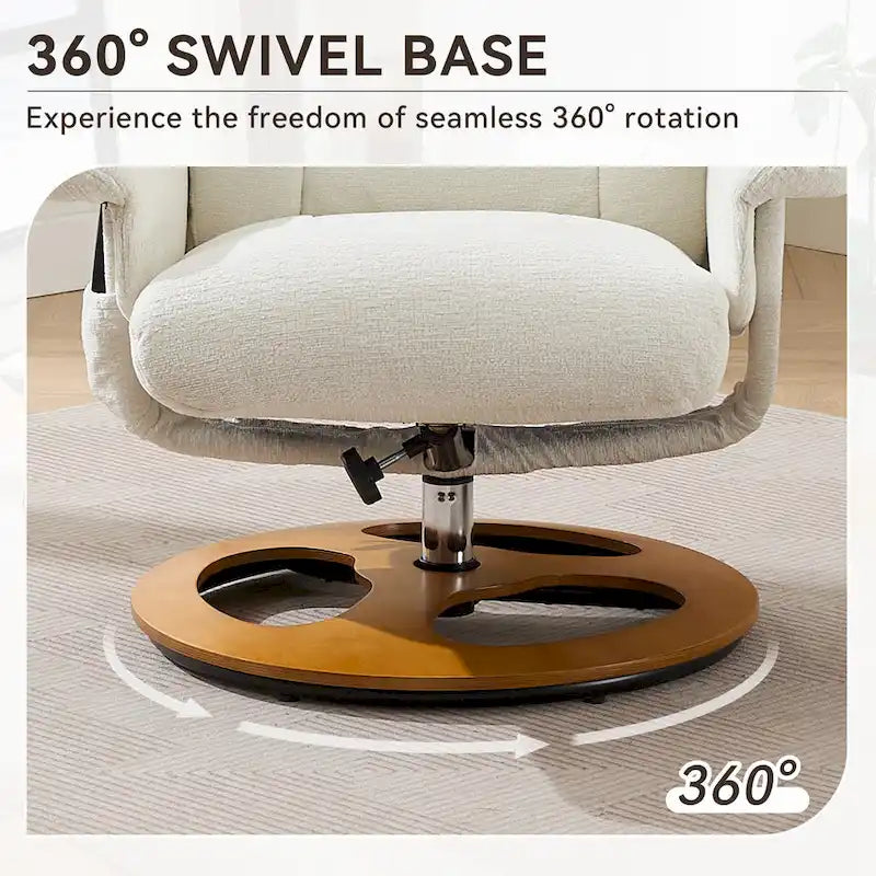 Heated Massage Swivel Recliner Chair with Ottoman, Adjustable Backrest and Remote