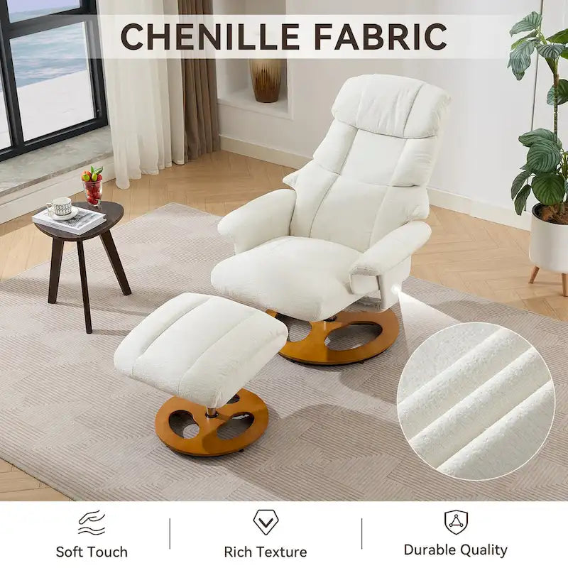 Heated Massage Swivel Recliner Chair with Ottoman, Adjustable Backrest and Remote