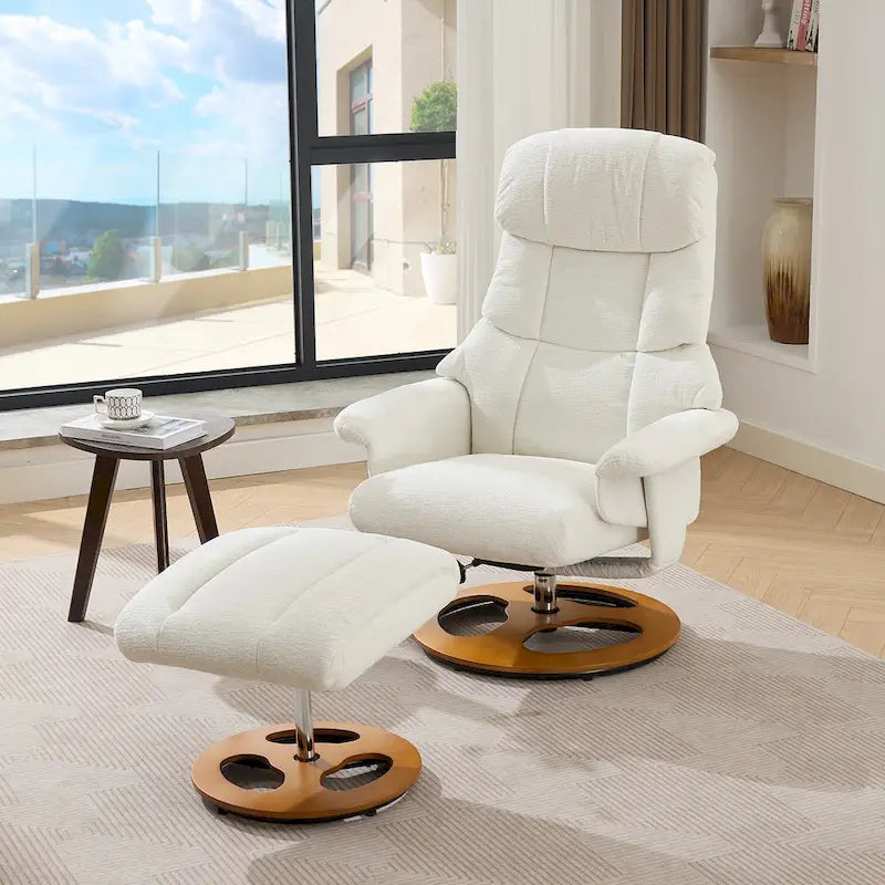 Heated Massage Swivel Recliner Chair with Ottoman, Adjustable Backrest and Remote