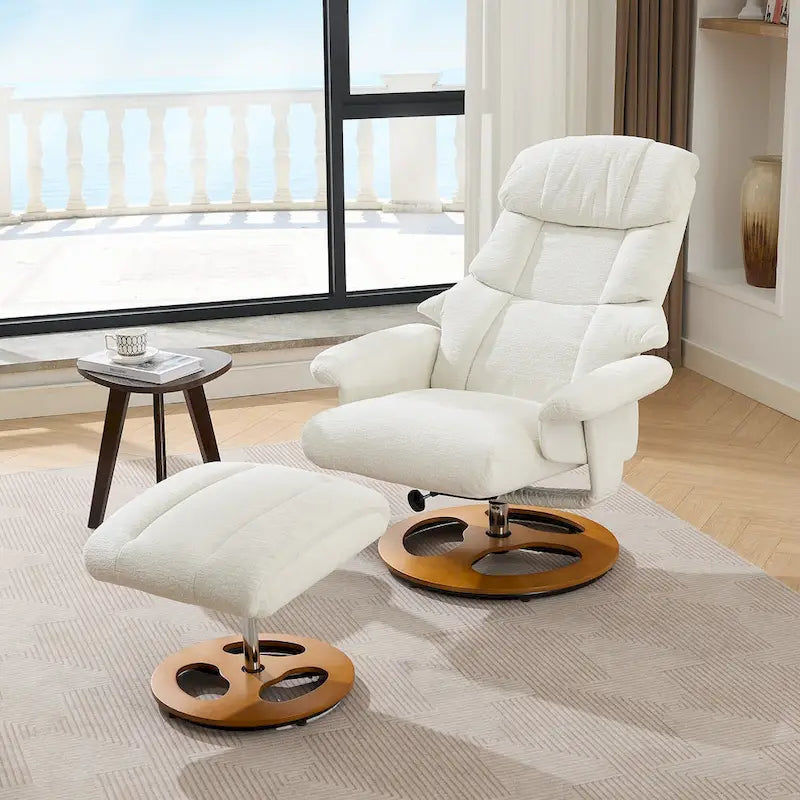 Heated Massage Swivel Recliner Chair with Ottoman, Adjustable Backrest and Remote