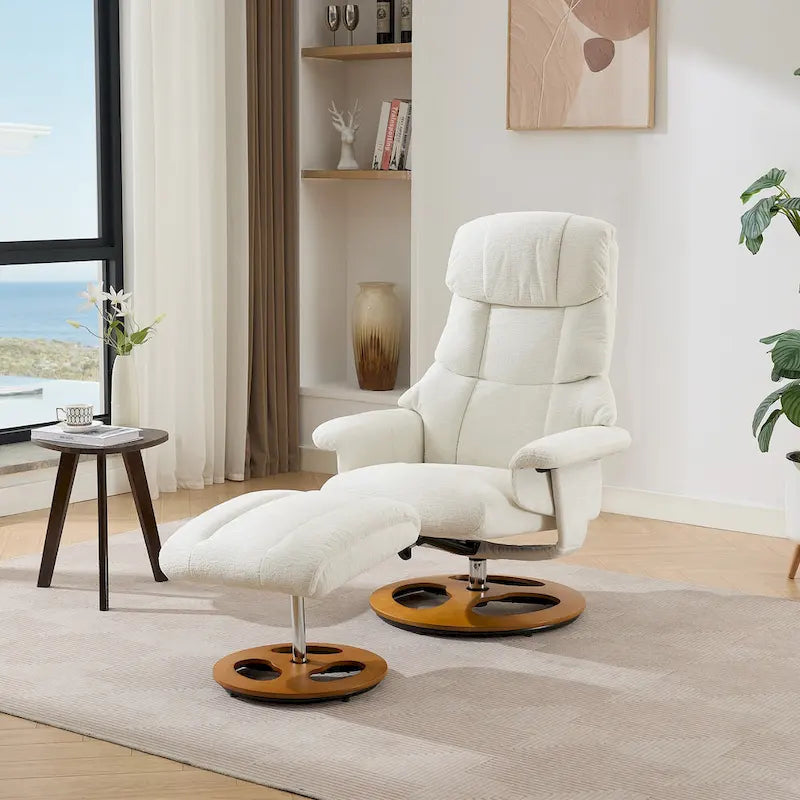 Heated Massage Swivel Recliner Chair with Ottoman, Adjustable Backrest and Remote