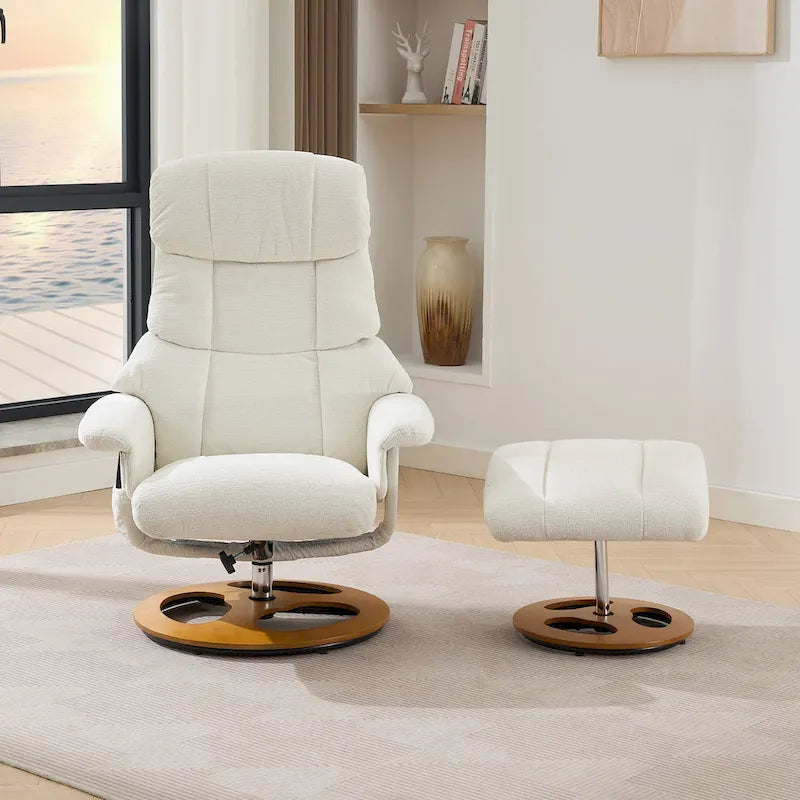Heated Massage Swivel Recliner Chair with Ottoman, Adjustable Backrest and Remote