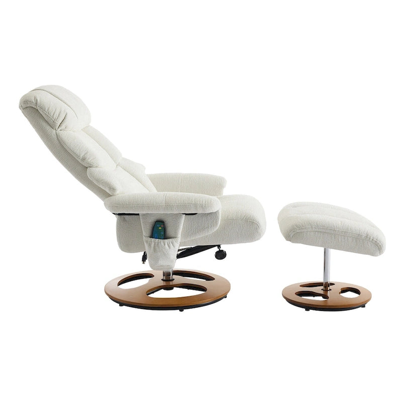 Heated Massage Swivel Recliner Chair with Ottoman, Adjustable Backrest and Remote