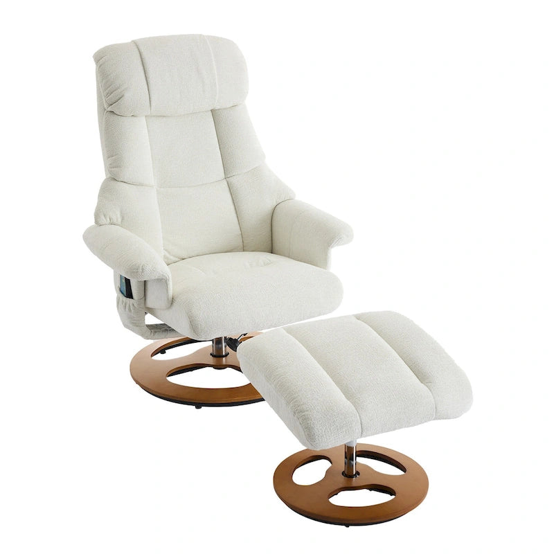 Heated Massage Swivel Recliner Chair with Ottoman, Adjustable Backrest and Remote