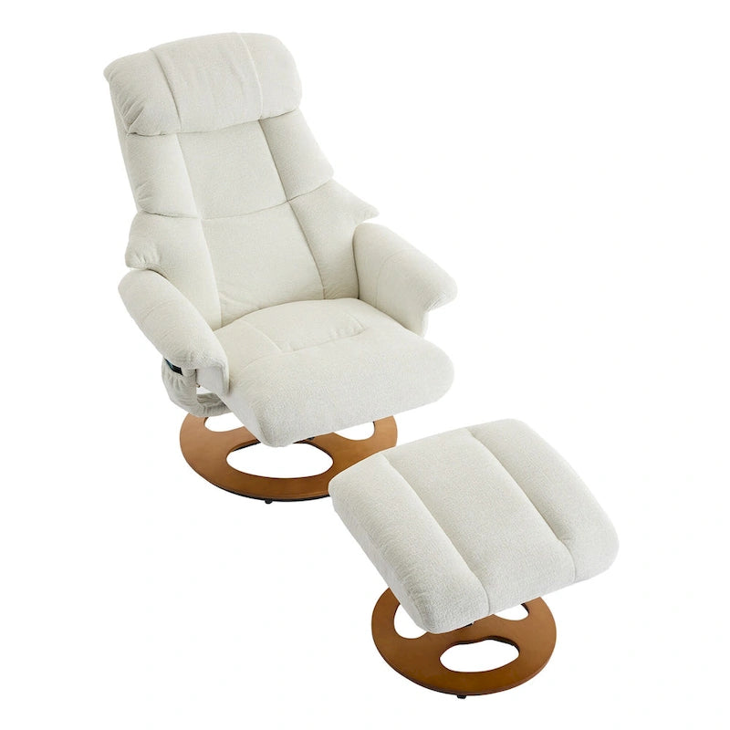 Heated Massage Swivel Recliner Chair with Ottoman, Adjustable Backrest and Remote