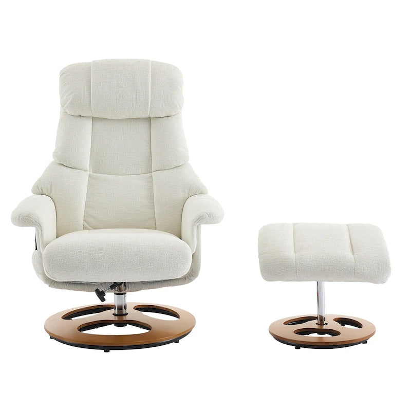 Heated Massage Swivel Recliner Chair with Ottoman, Adjustable Backrest and Remote
