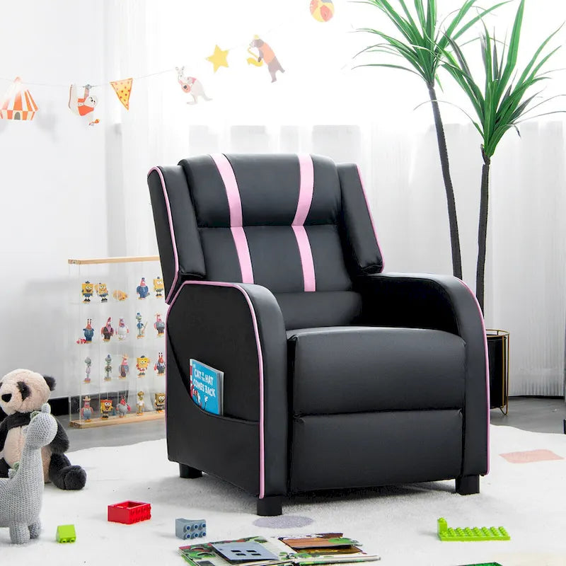 Kids Recliner Chair Ergonomic Leather Sofa Armchair with Footrest