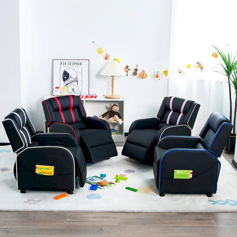 Kids Recliner Chair Ergonomic Leather Sofa Armchair with Footrest