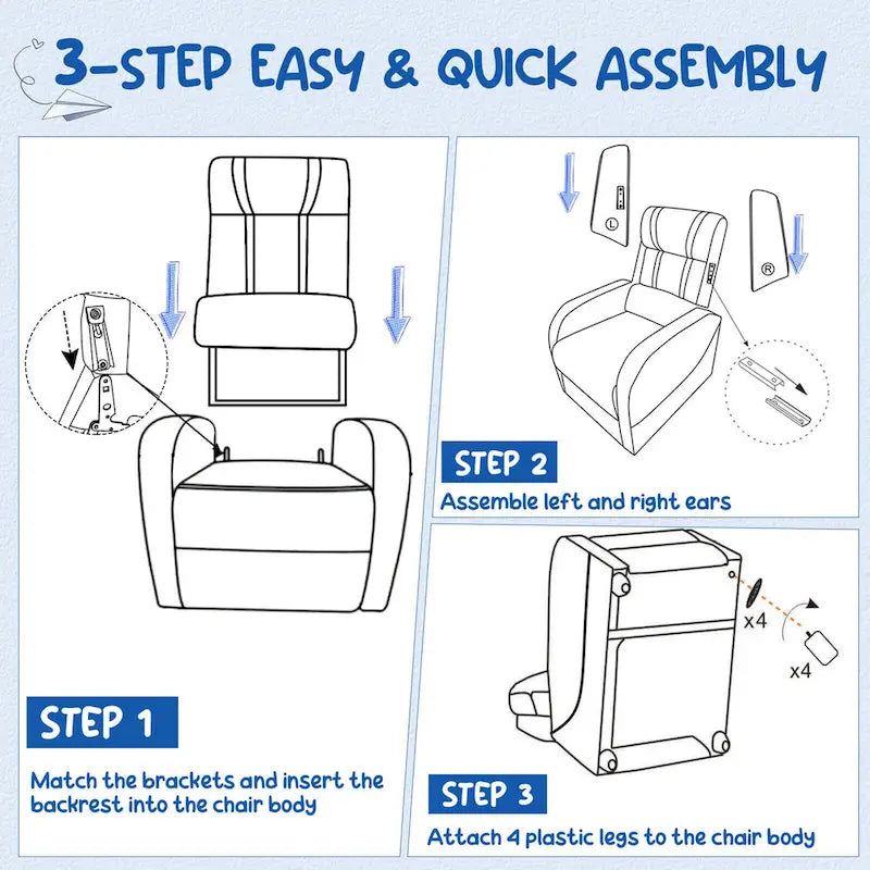 Kids Recliner Chair Ergonomic Leather Sofa Armchair with Footrest