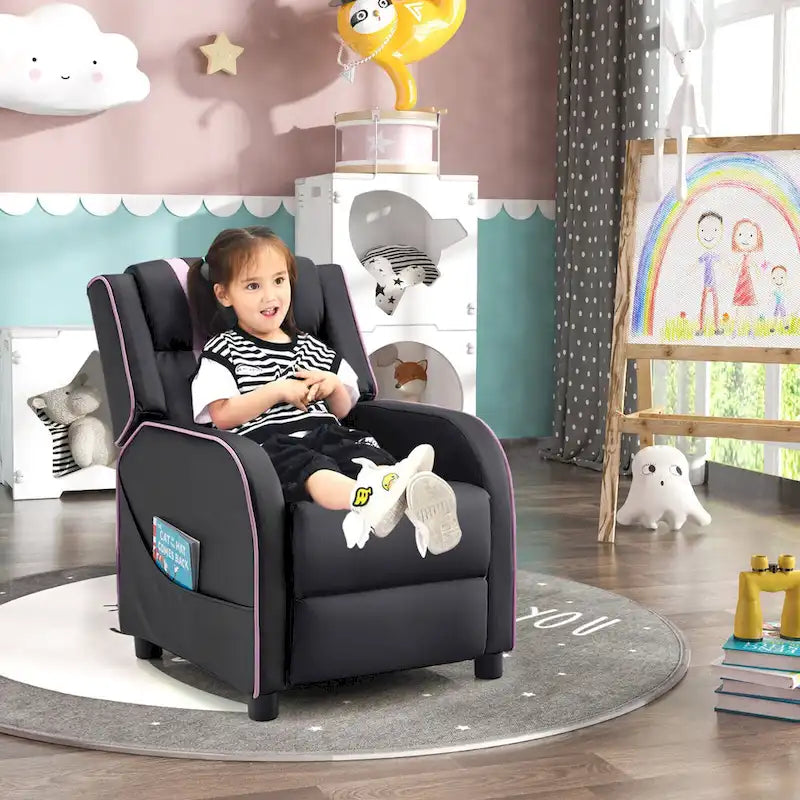 Kids Recliner Chair Ergonomic Leather Sofa Armchair with Footrest