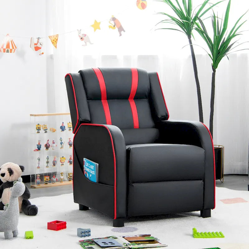 Kids Recliner Chair Ergonomic Leather Sofa Armchair with Footrest
