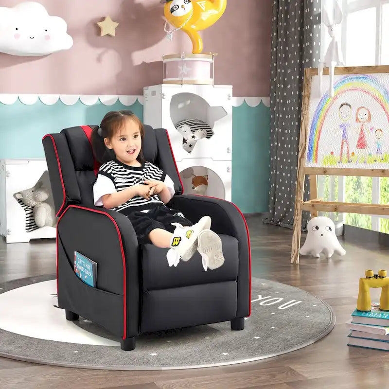Kids Recliner Chair Ergonomic Leather Sofa Armchair with Footrest