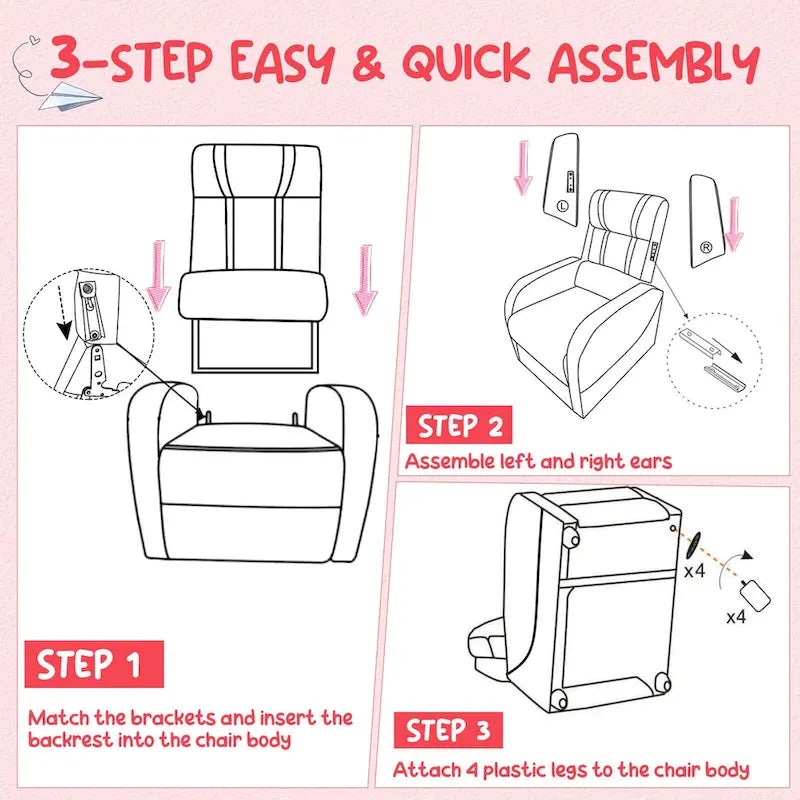 Kids Recliner Chair Ergonomic Leather Sofa Armchair with Footrest