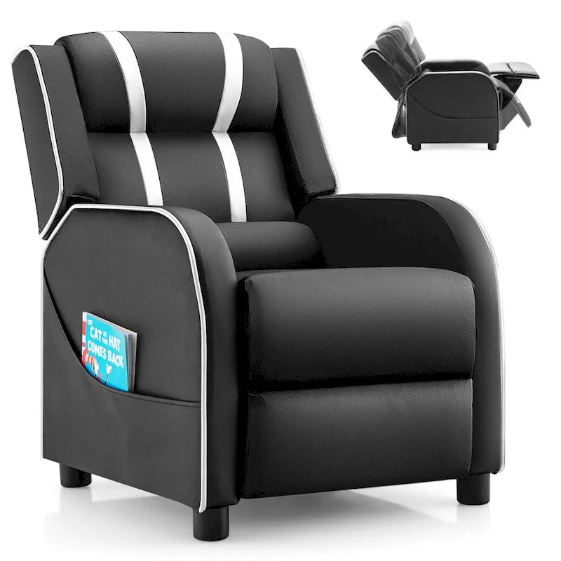 Kids Recliner Chair Ergonomic Leather Sofa Armchair with Footrest