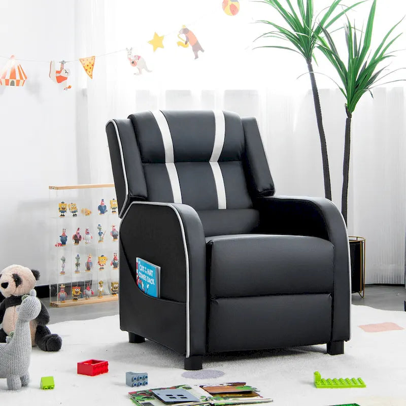 Kids Recliner Chair Ergonomic Leather Sofa Armchair with Footrest
