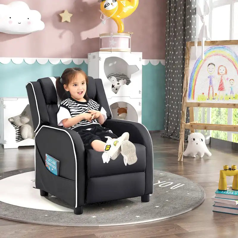 Kids Recliner Chair Ergonomic Leather Sofa Armchair with Footrest