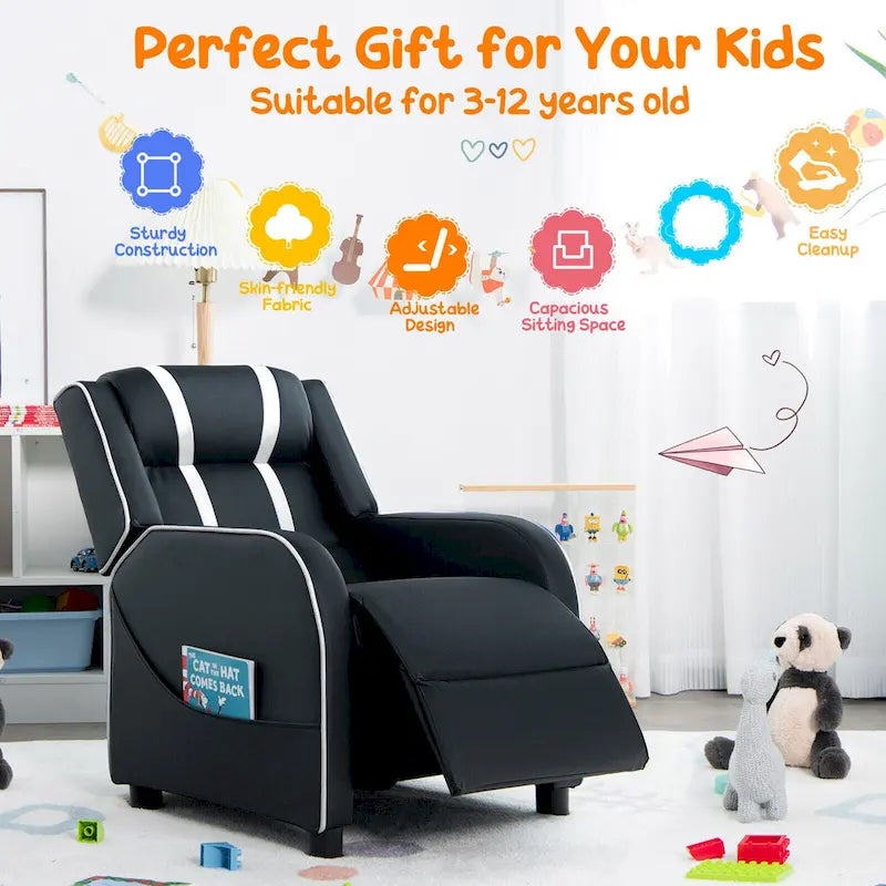 Kids Recliner Chair Ergonomic Leather Sofa Armchair with Footrest