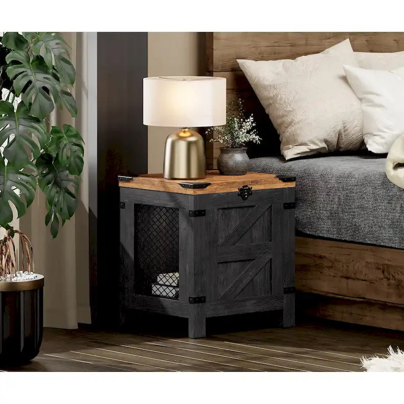 Lift Top End Table Nightstand with Rustic Lock