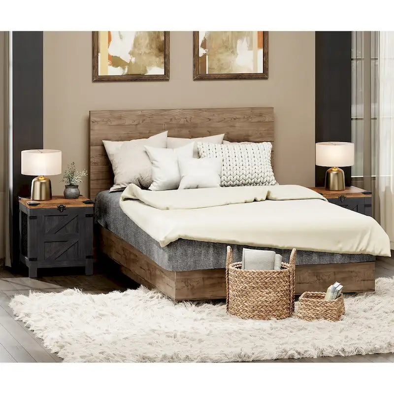 Lift Top End Table Nightstand with Rustic Lock