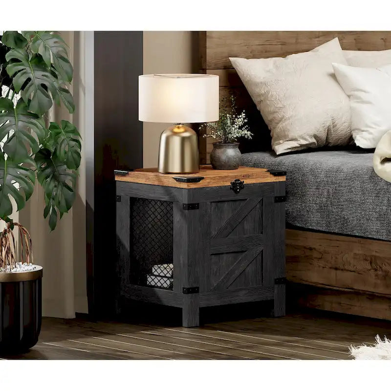 Lift Top End Table Nightstand with Rustic Lock