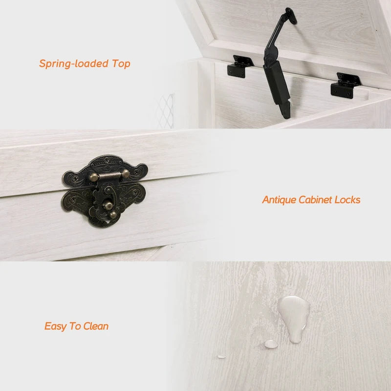 Lift Top End Table Nightstand with Rustic Lock
