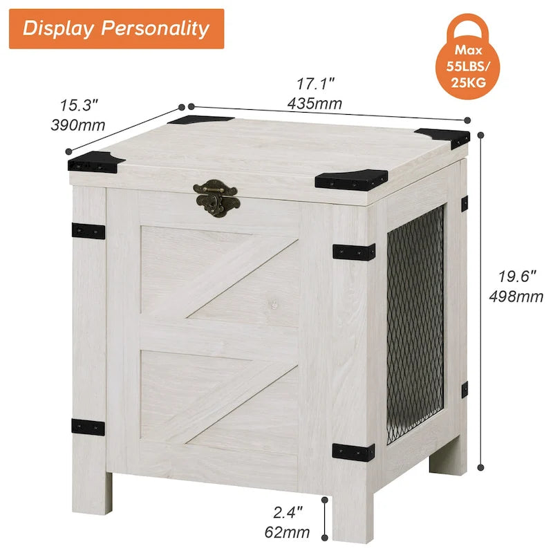 Lift Top End Table Nightstand with Rustic Lock