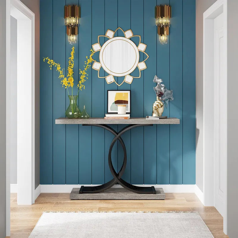 40 Modern Console Table, Faux Marble Entryway Hallway Table for Foyer