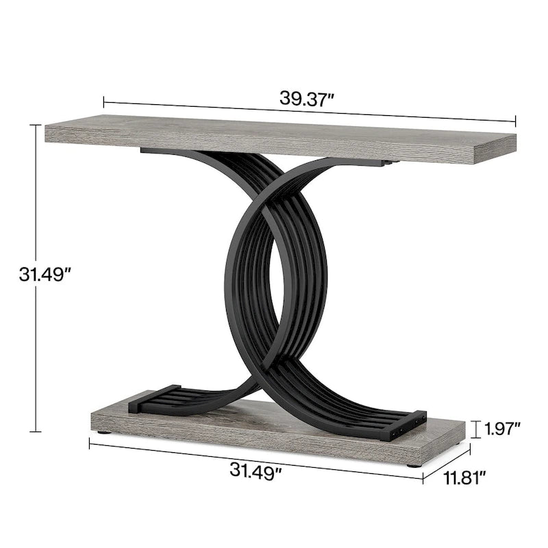 40 Modern Console Table, Faux Marble Entryway Hallway Table for Foyer