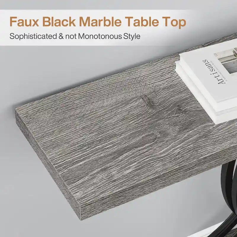 40 Modern Console Table, Faux Marble Entryway Hallway Table for Foyer