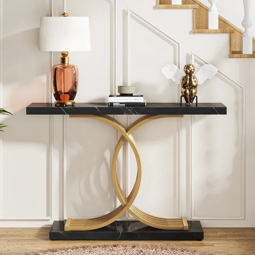 Console moderne de 40 pieds, table d'entrée en faux marbre pour le foyer