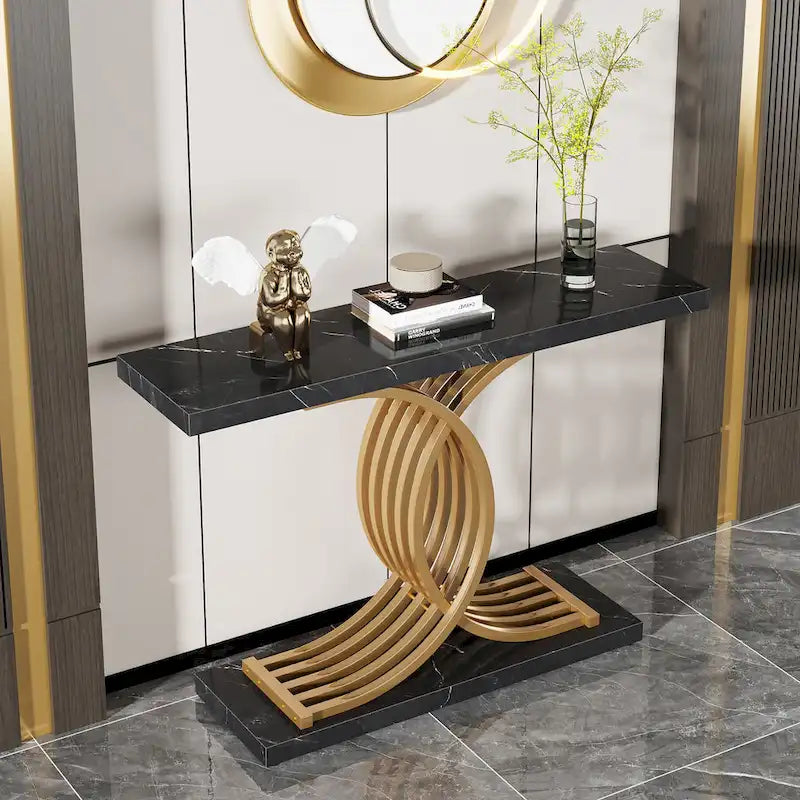 40 Modern Console Table, Faux Marble Entryway Hallway Table for Foyer