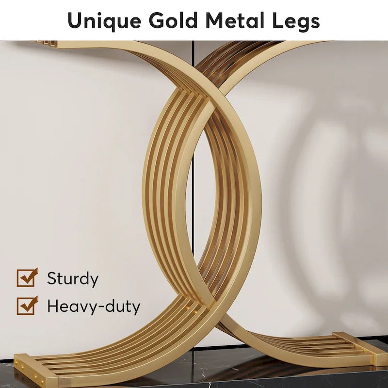 40 Modern Console Table, Faux Marble Entryway Hallway Table for Foyer