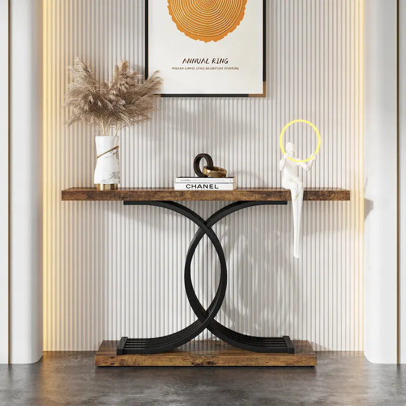 40 Modern Console Table, Faux Marble Entryway Hallway Table for Foyer